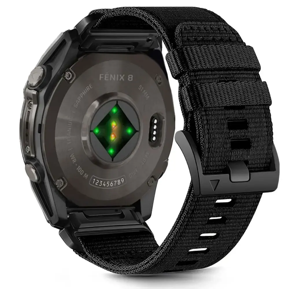 Tech-Protect Nylon Classic viedpulksteņa siksniņa priekš Garmin Fenix 5X/5X Plus/6X/6X Pro/7X/8 (51 mm) | neilons | melna