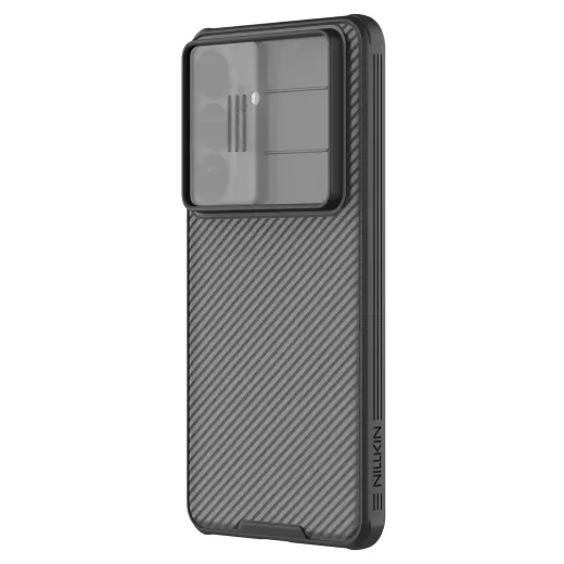 Nillkin CamShield PRO telefono dėklas Samsung Galaxy S26+ skaidrus juodas (su kameros apsauga)