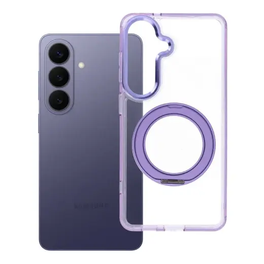 Frame Circle Stand telefono dėklas su stovu ir MagSafe palaikymu Samsung Galaxy S26 (S942) violetinis