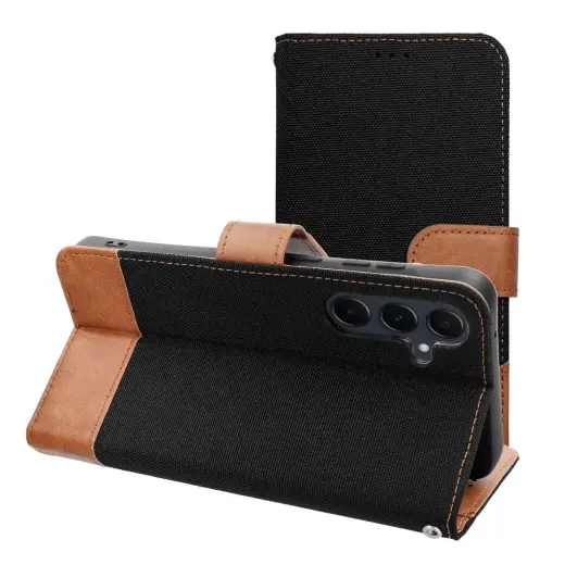 Jeans grāmatveida maciņš telefonam Samsung Galaxy A15 4G (A155) | A15 5G (A156) melns