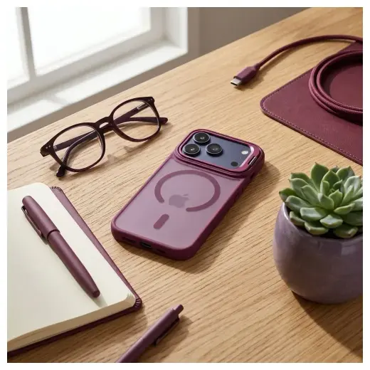 Forcell F-Protect Shadow Stand Premium telefono dėklas su stovu ir MagSafe palaikymu iPhone 17 Pro Max | iPhone 18 Pro Max raudonas
