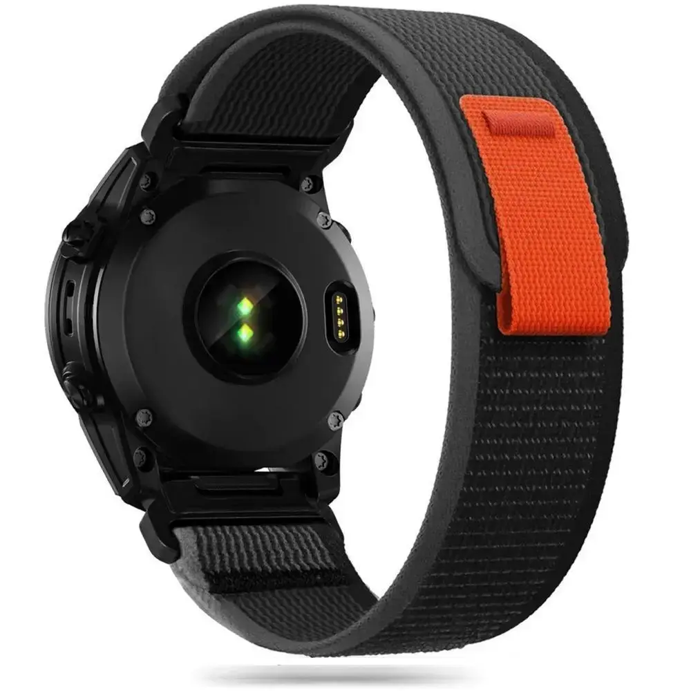 Tech-Protect Nylon viedpulksteņa siksniņa priekš Garmin Fenix 5/6/6 Pro/7 | neilons | melna/oranža