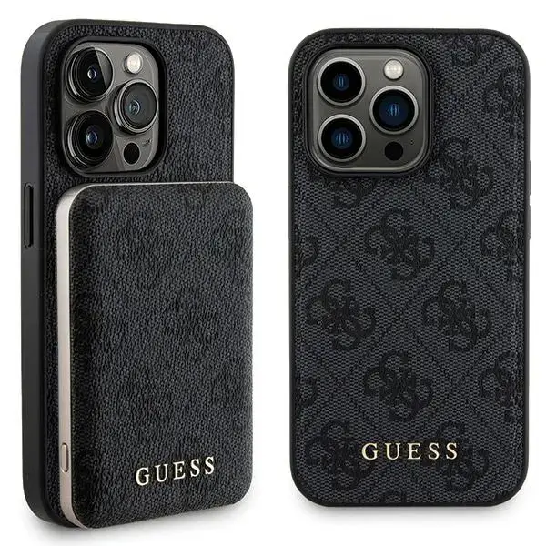 Guess GUBPM5P15L4GEMGK 4G Metal Logo phone case with MagSafe support for iPhone 15 Pro black