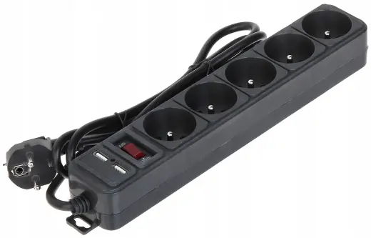 Surge Protector AK-SP-05U 5 Sockets + 2x USB-A 1.8 m