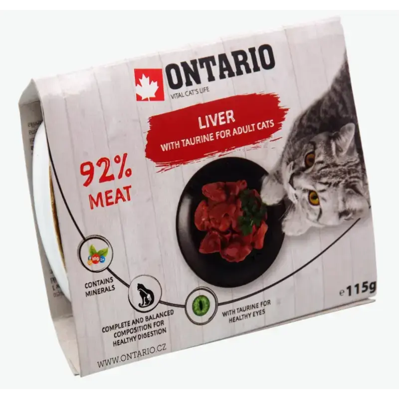 Konservi kaķiem - Ontario Tray Liver with Taurine 115g