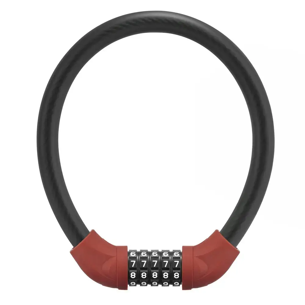 Rockbros RKS870-BK bicycle lock with code, steel cable, 85 cm - red