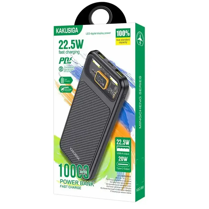 KAKUSIGA KSC-890 external battery (powerbank) | 10000 mAh | 22.5W | USB-A, USB-C | black