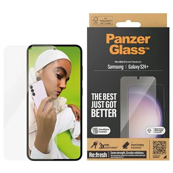PanzerGlass Ultra-Wide Fit aizsargstikls telefonam Samsung Galaxy S24 Plus S926 ar aplikatoru