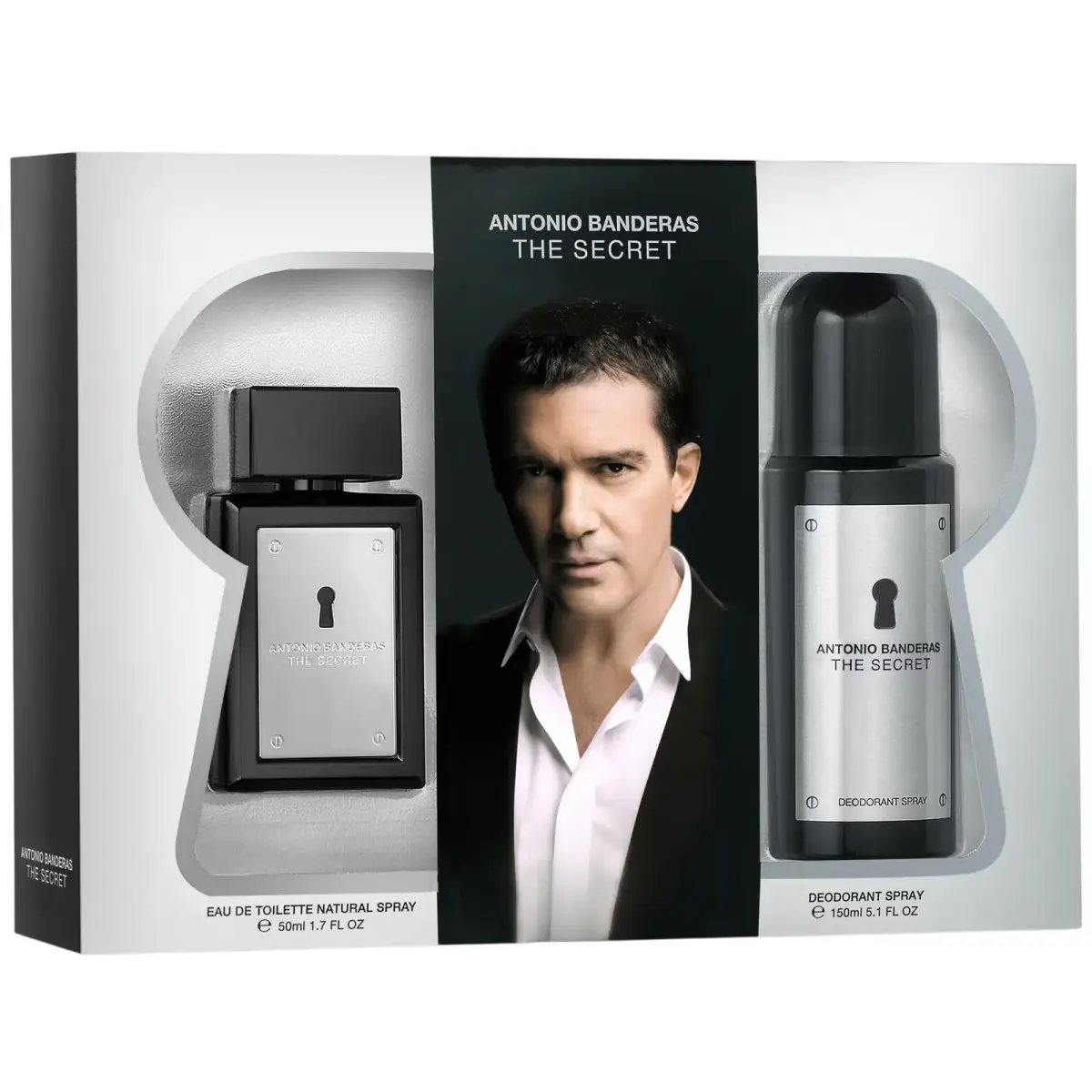 Set Antonio Banderas: The Secret, Eau De Toilette, For Men, 50 ml + The Secret, Anti-Perspirant, Deodorant Spray, For Men, 150 ml