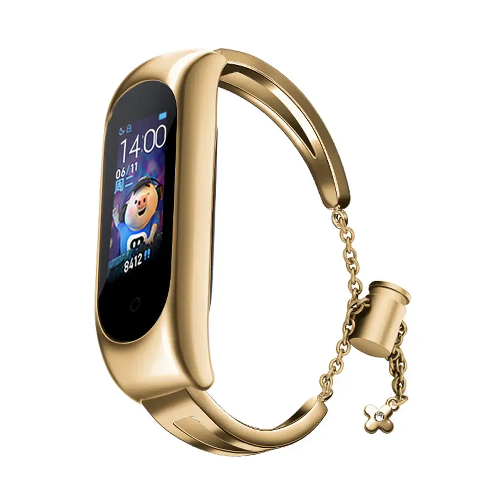Fusion Accessories Metal Bracelet nutikella rihm Xiaomi Mi Band 3/4/5/6 jaoks | roostevaba teras | kuldne