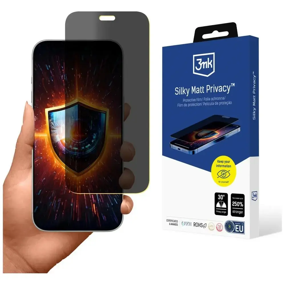 3mk Silky Matt Privacy aizsargplēve telefona ekrānam iPhone 18 Pro Max (privātuma efekts)