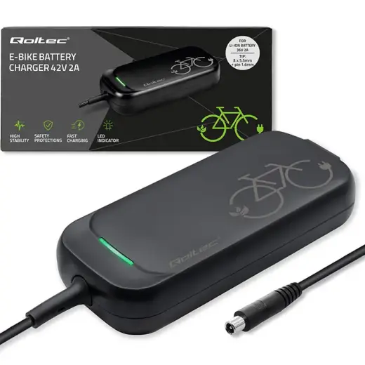 Qoltec 50334 Fast Charger for e-bike, electric scooter XIAOMI 36V | 42V | 2A | 8.0*8.0mm | water resistant + power cable