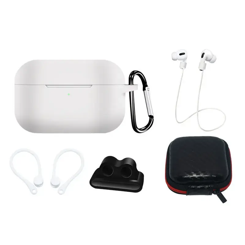 Fusion Komplekts silikona maciņš | auss āķis | kakla siksniņa | pulksteņa siksnas turētājs | karabīne Apple Airpods Pro 1 | 2 balts