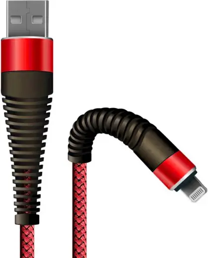 Fusion Fishbone datu pārraides un uzlādes vads | USB-A uz Lightning | 15W | 1.5m | sarkans