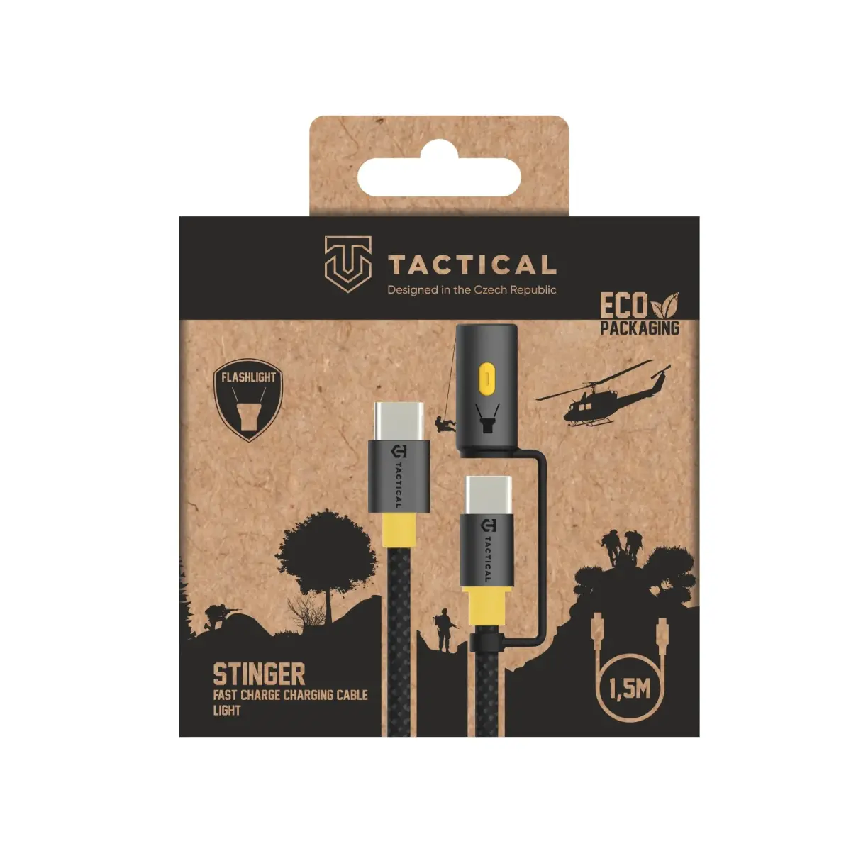 Tactical Stinger Cable провод для передачи данных и зарядки | USB-C на USB-C | 1.5м | черный