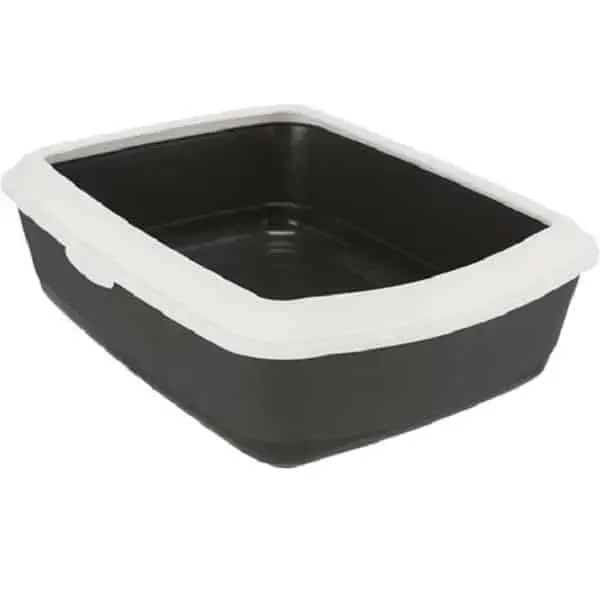Cat litter tray : Trixie Classic cat litter tray, with rim, 37 × 15 × 47 cm, dark grey|white