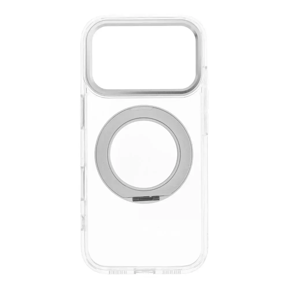Frame Circle Stand phone case with stand and MagSafe support for iPhone 18 Pro | iPhone 17 Pro transparent