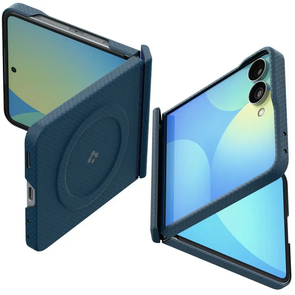 Spigen Airskin Aramid telefono dėklas su MagSafe palaikymu Samsung Galaxy Z Flip 8 (F776) tamsiai mėlynas