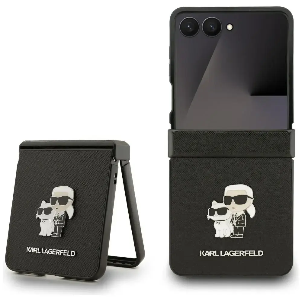 Karl Lagerfeld Saffiano Karl&Choupette Pin Case for Samsung Galaxy Z Flip7 Black