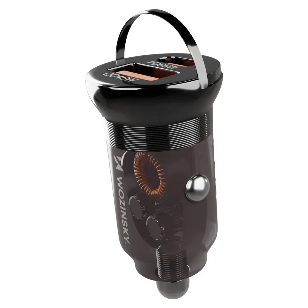 Wozinsky auto lādētājs | 65W | PD, QC | USB-C, USB-A | melns