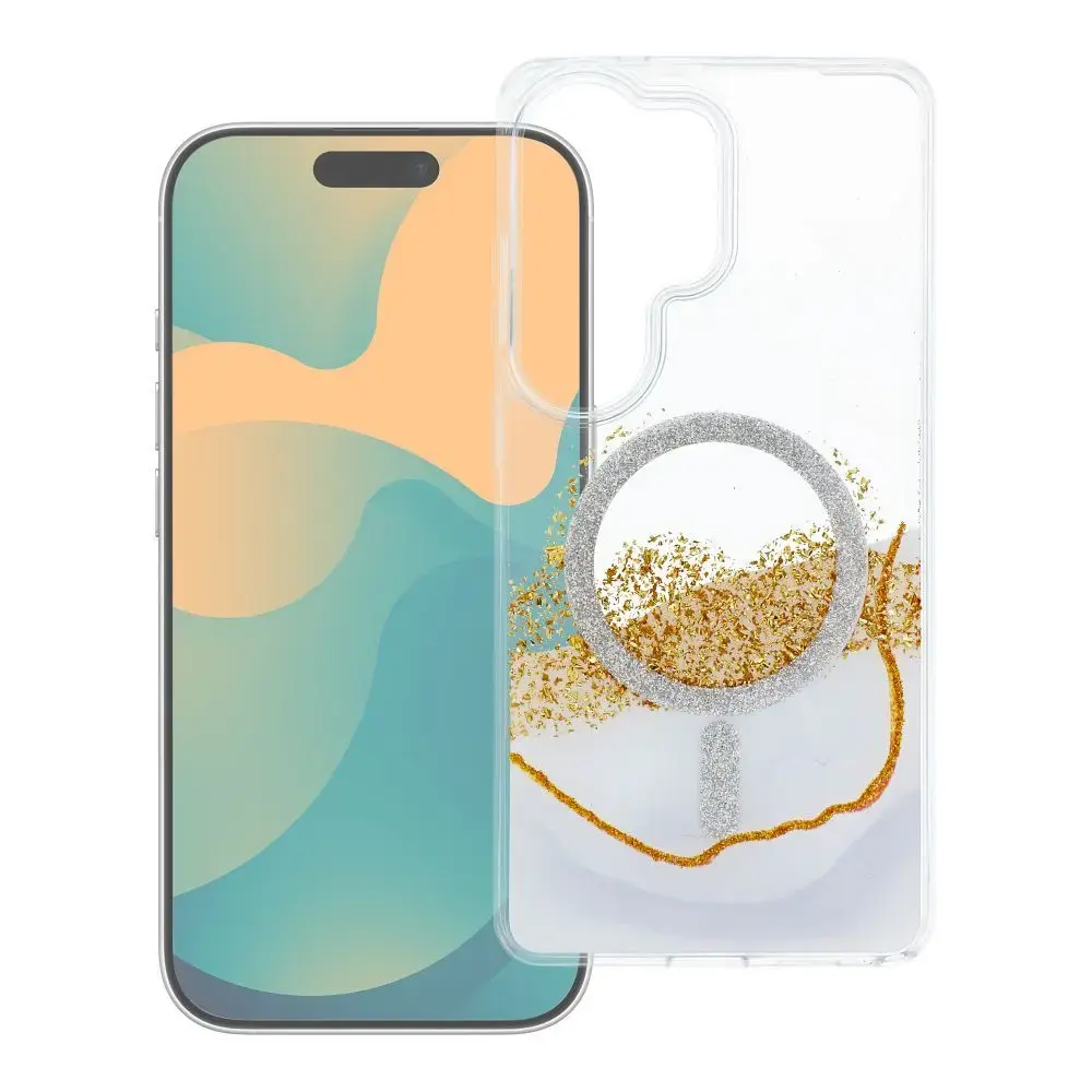 Golden telefono dėklas su MagSafe palaikymu Samsung Galaxy S24 (S921) | S25 (S931) baltas
