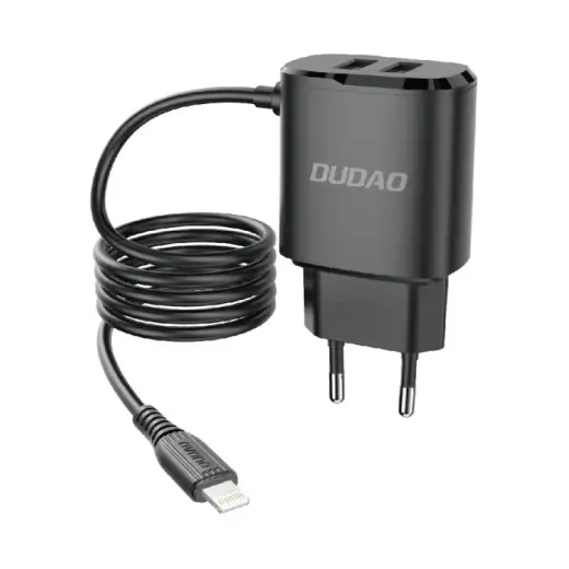 Dudao A2ProL travel charger | 12W | USB-A, Lightning | with Lightning cable included | black