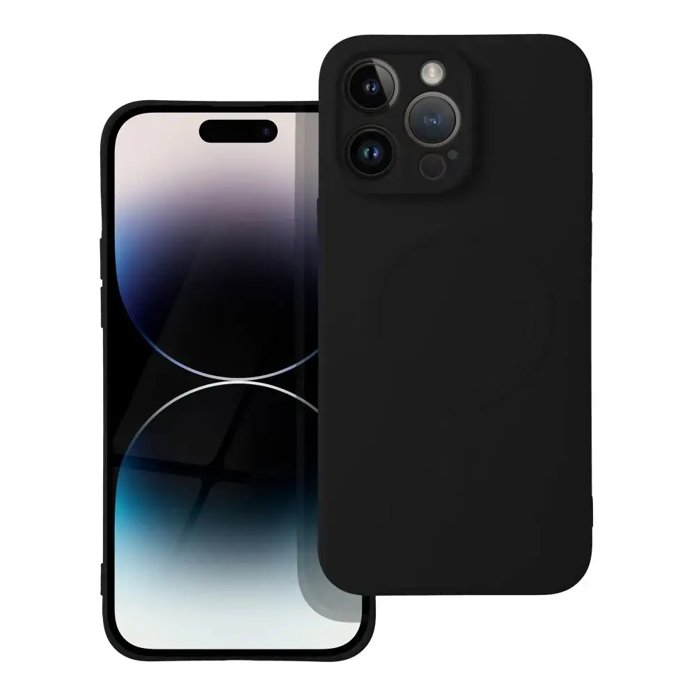 Silicone Mag Cover phone case with MagSafe support for iPhone 14 Pro Max black