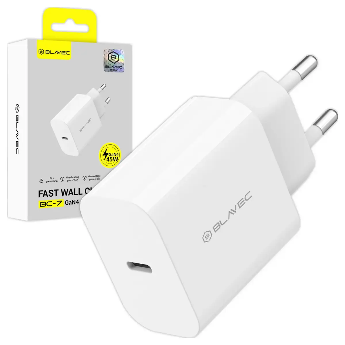 Зарядное устройство Blavec BC-7 GaN4 | 45W | PD, QC, GaN | USB-C | белое