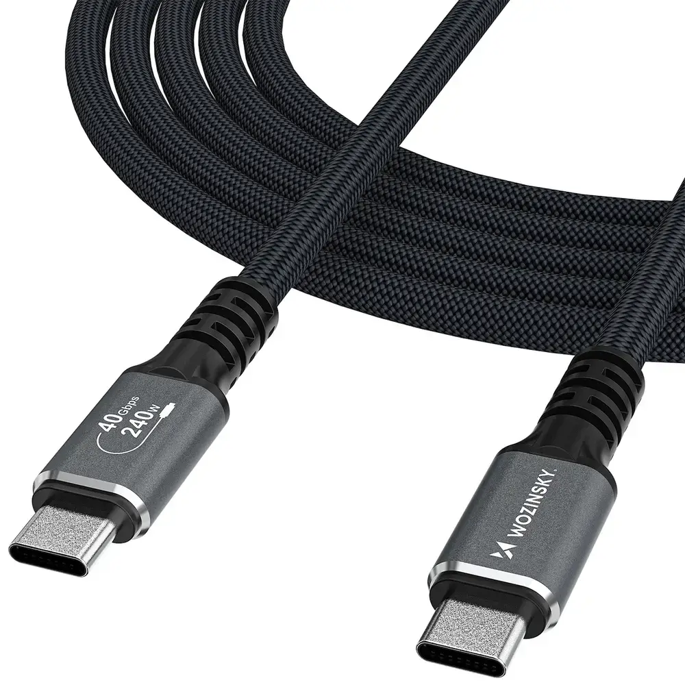 Wozinsky WPS-UY415S провод для передачи данных и зарядки | USB-C на USB-C | 240W | Thunderbolt 4 | 1.5m | чёрный