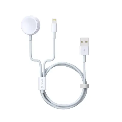 Devia 2-in-1 lādētājs priekš Apple Watch | balts
