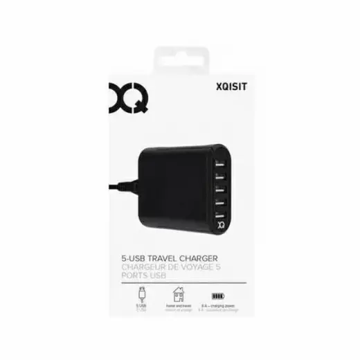 Xqisit Mains charger 8A 5xUSB black 27747