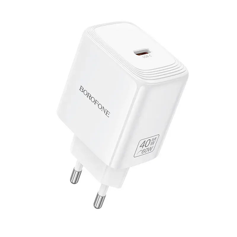 Borofone BN33 Fuente tīkla lādētājs | 40W | PD, QC, GaN, PPS | USB-C | balts