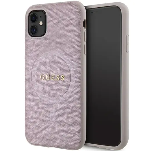 Guess GUHMN61PSAHMCP Saffiano maciņš ar MagSafe atbalstu telefonam iPhone 11 | iPhone XR rozā