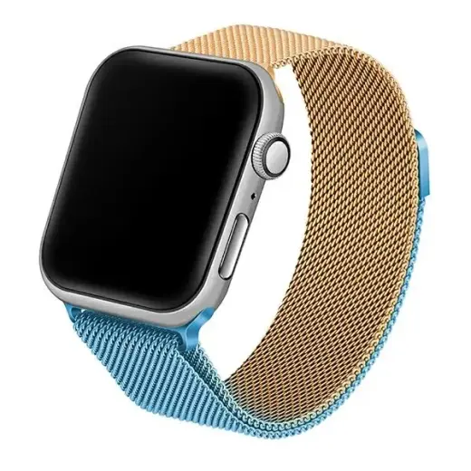 Beline Steel išmaniojo laikrodžio dirželis Apple Watch (38/40/41 mm) | nerūdijantis plienas | mėlynas/auksinis