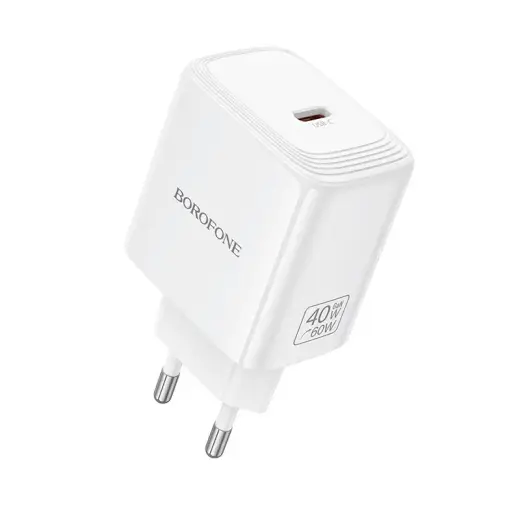 Borofone BN33 Fuente tīkla lādētājs | 40W | PD, QC, GaN, PPS | USB-C | balts
