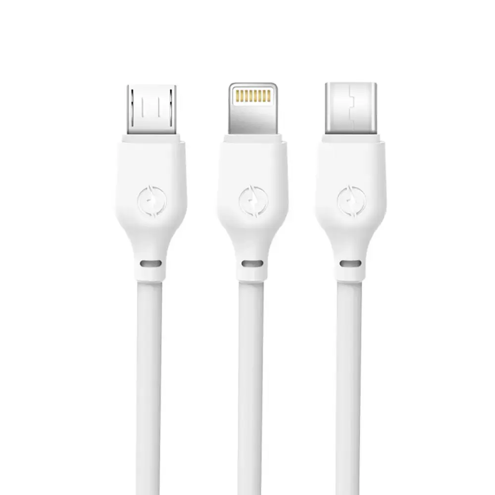 XO NB103 3-in-1 datu pārraides un uzlādes vads | USB-A uz Lightning, USB-C, Micro USB | 10.5W | 1m | balts
