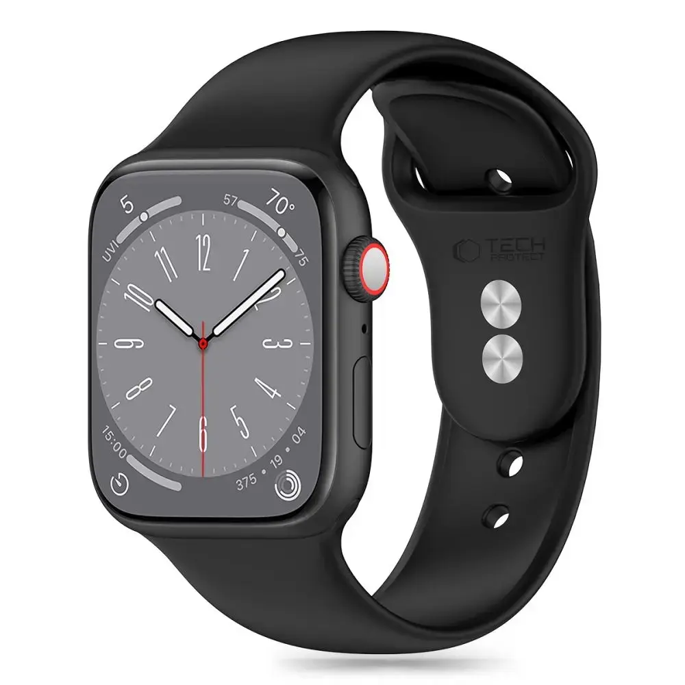 Tech-Protect viedpulksteņa siksniņa priekš Apple Watch 4/5/6/7/8/9/SE/Ultra 1/2 (42/44/45/49 mm) | silikons | melna