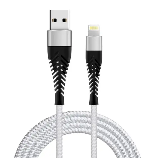 Fusion Fishbone datu pārsūtīšanas un uzlādes kabelis | USB-A uz Lightning | 15 W | 1,5 m | balts