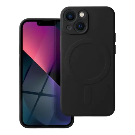 Silicone Mag Cover telefono dėklas su MagSafe palaikymu iPhone 13 Mini juodas