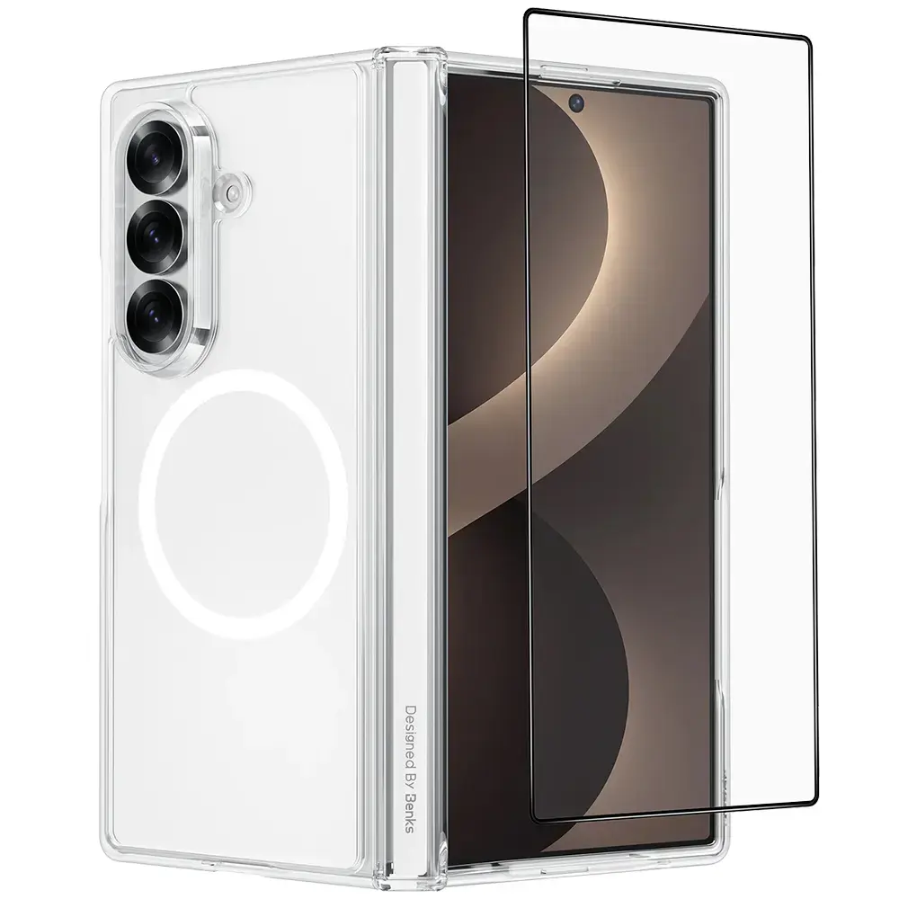 Benks Magnetic Crystal Grand Combo telefono dėklas Samsung Galaxy Z Fold 8 Ultra (F976) skaidrus
