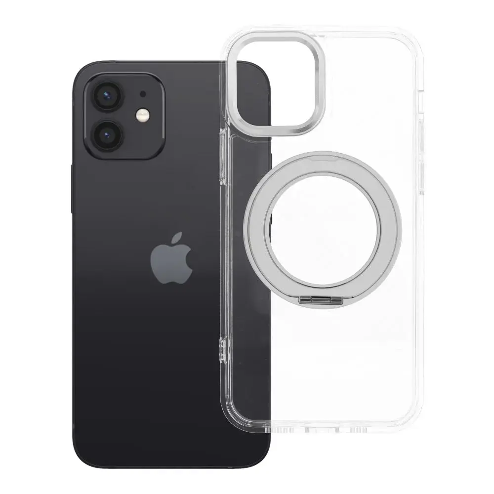 Frame Circle Stand telefono dėklas su stovu ir MagSafe palaikymu iPhone 12 skaidrus