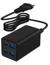 Gembird 4-port travel charger | 65W | PD, GaN | USB-C, USB-A | black