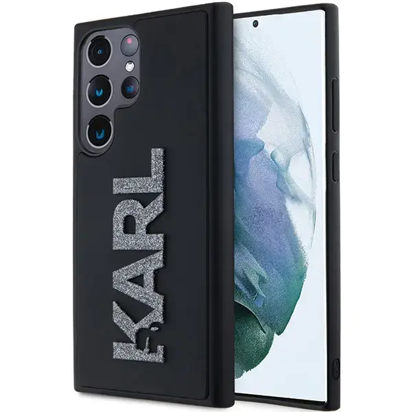 Karl Lagerfeld KLHCS24L3DMBKCK 3D Rubber Glitter Logo чехол для телефона Samsung Galaxy S24 Ultra чёрный