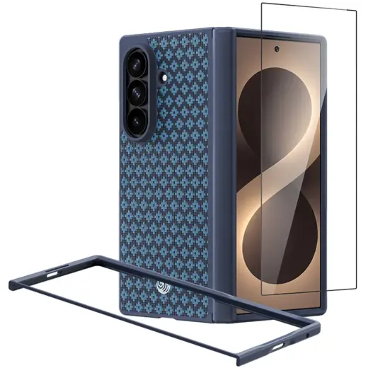 Benks Magnetic Armor Grid Pro Grand Combo telefono dėklas su MagSafe palaikymu Samsung Galaxy Z Fold 8 Ultra (F976) mėlynas