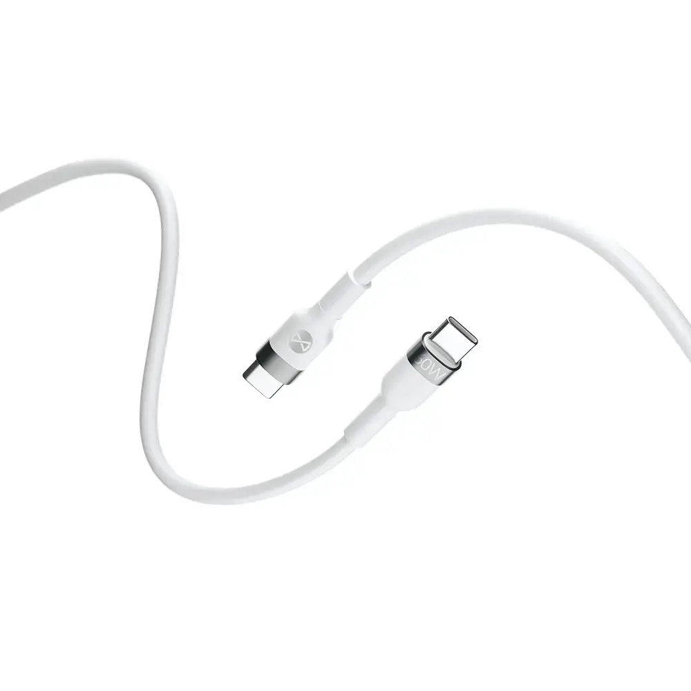 Forever Flexible duomenų perdavimo ir įkrovimo laidas | USB-C į USB-C | 60W | 2m | baltas