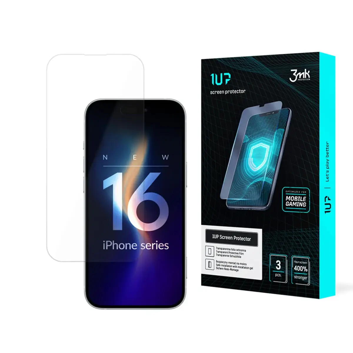 3mk 1UP aizsargplēve telefona ekrānam iPhone 16 Plus (3 gab.)