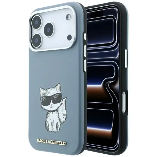 Case Karl Lagerfeld Smooth Choupette Sketch MagSafe for iPhone 18 Pro / 17 Pro lightblue