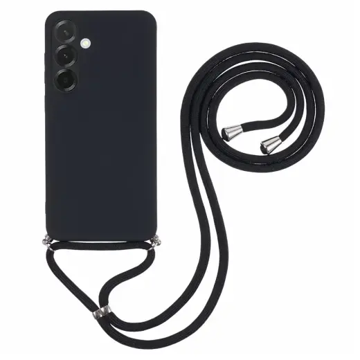 Fiber Lining Crossbody Strap telefono dėklas su dirželiu Samsung Galaxy A17 5G (A176) | A17 4G (A175) juodas