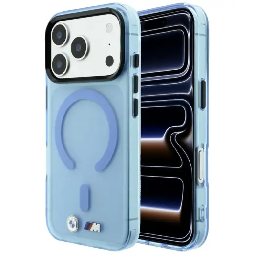 BMW M IML Frosted Metal Logo & Trims чехол с поддержкой MagSafe для телефона iPhone 17 Pro Max | iPhone 18 Pro Max синий