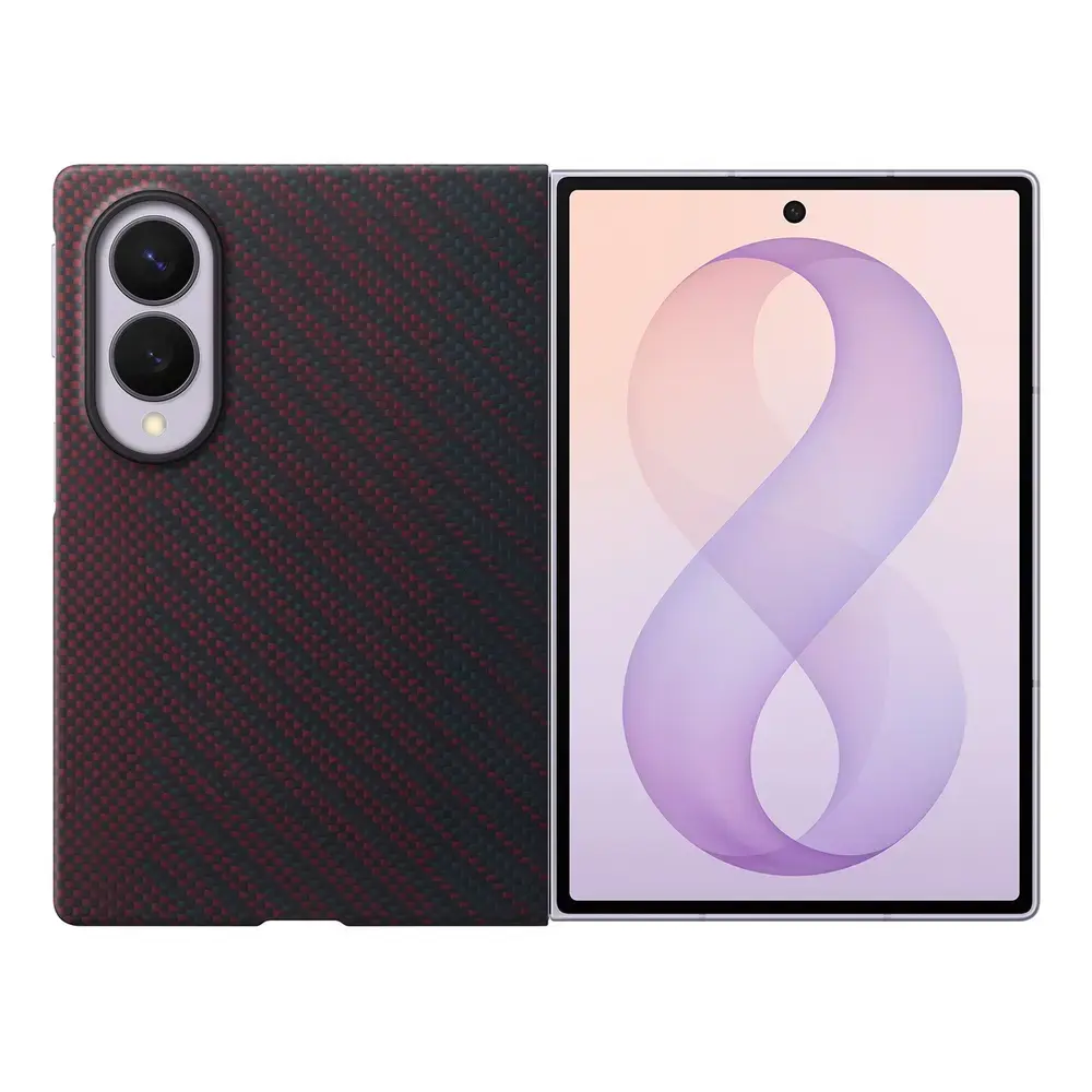 Carbon Magnet phone case with MagSafe support for Samsung Galaxy Z Fold 8 (F971) red (with protective film in set)